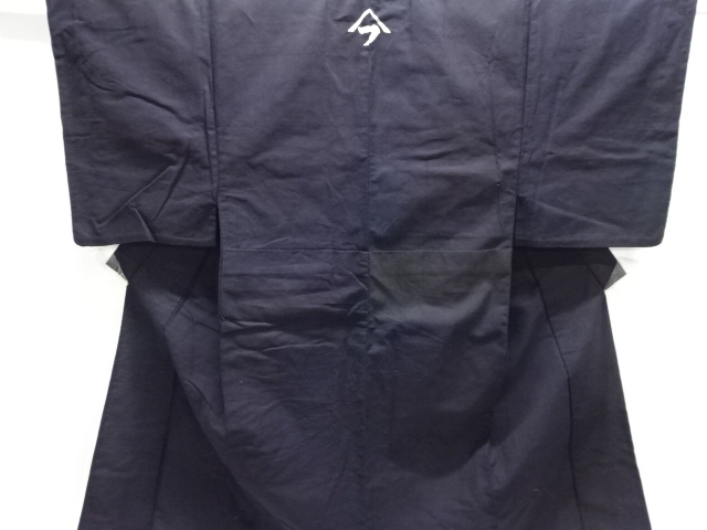 アンティーク　木綿本藍べんがら染単衣男物着物(腰紐付き)